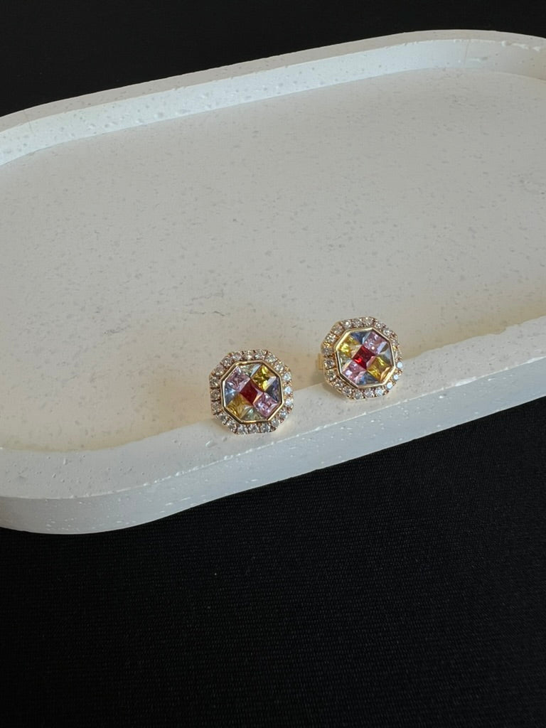 Rainbow Sapphire Mosaic Earrings
