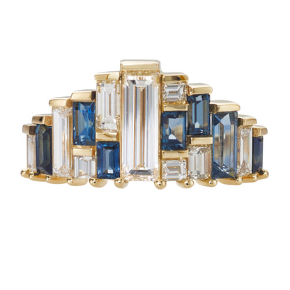 Baguette Cut Sapphire and Diamond Ring
