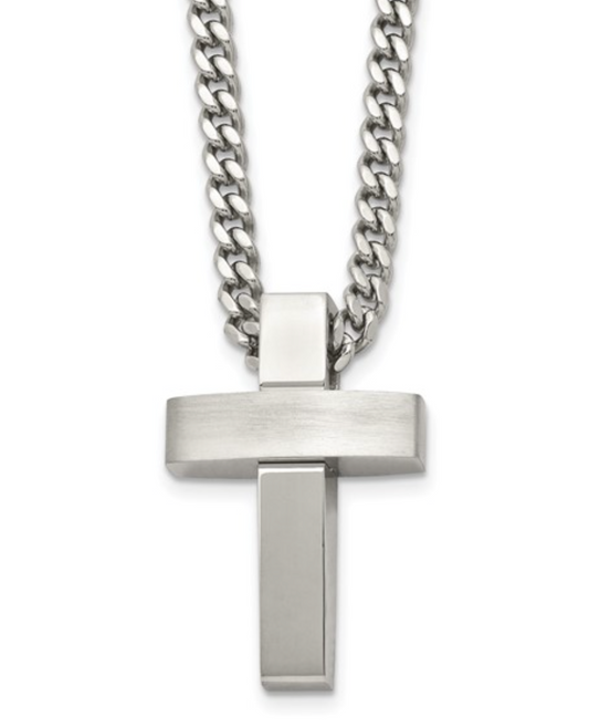 Stainless Steel Brushed Cross