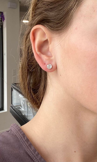Platinum Portuguese Cut Lab Diamond Studs