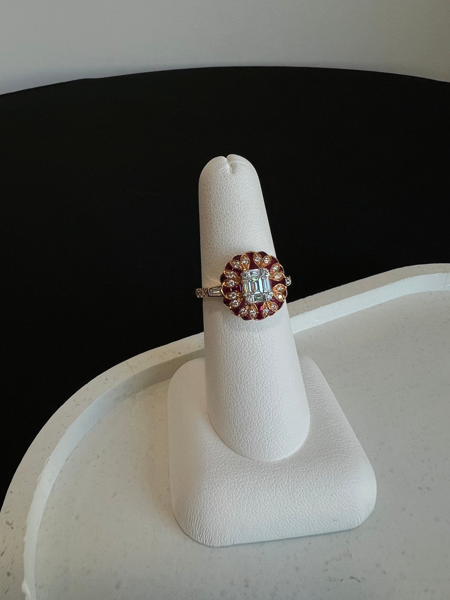 Ruby and Diamond Mosaic Ring