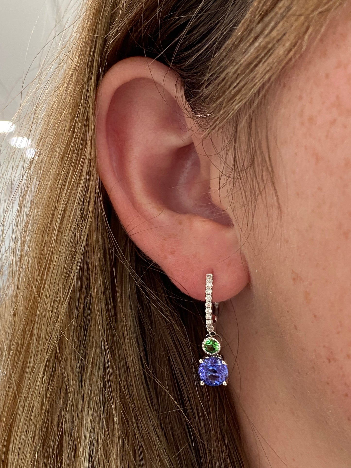 Tsavorite Tanzanite Diamond Earrings