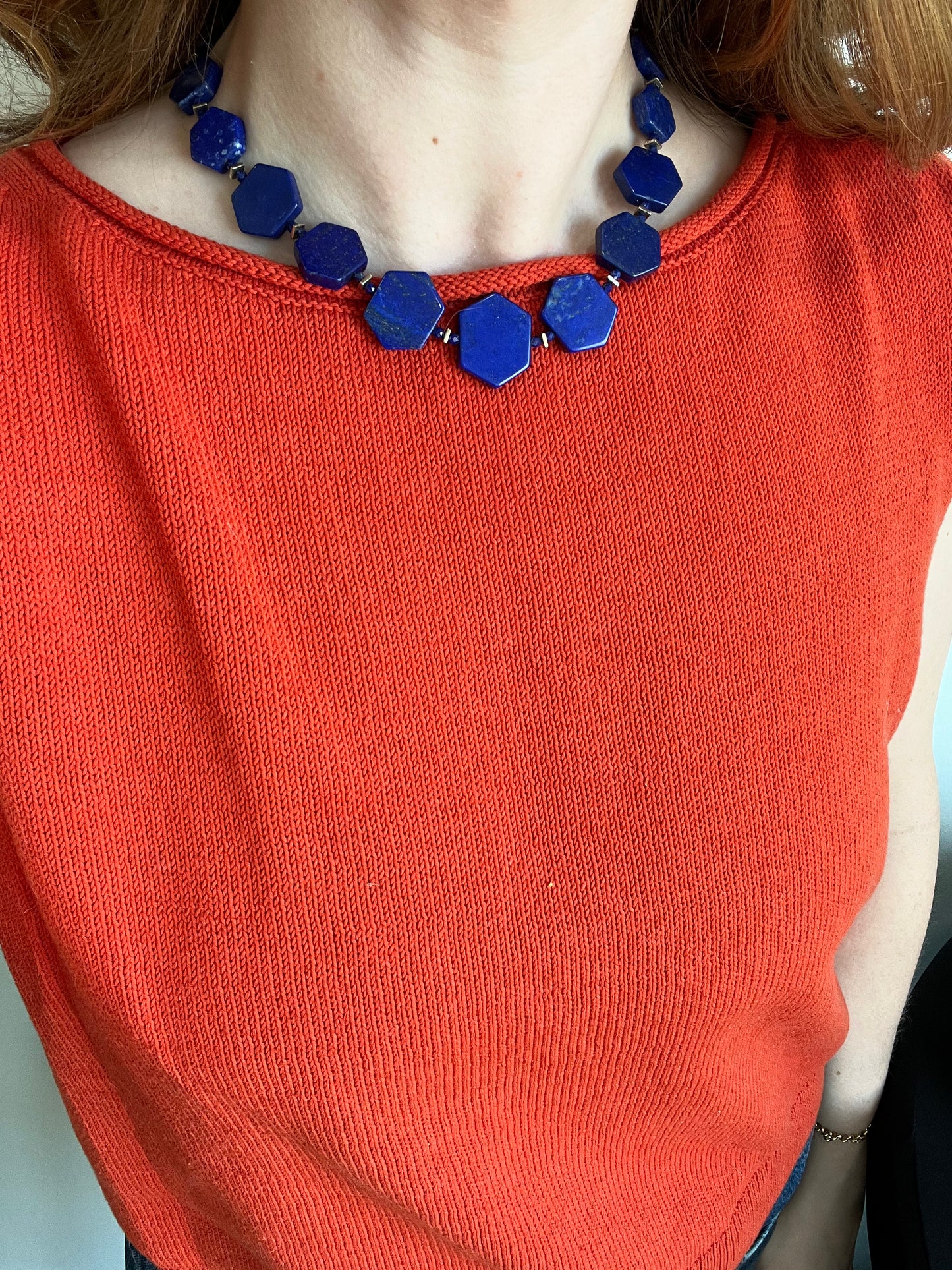Lapis Geometric Necklace