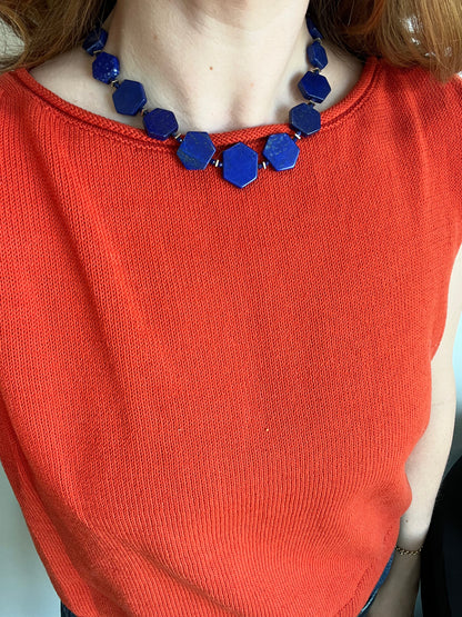 Lapis Geometric Necklace