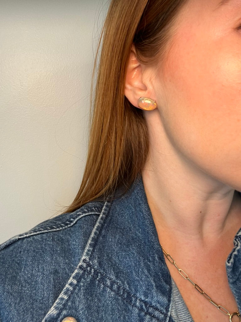 Oval Opal Earrings