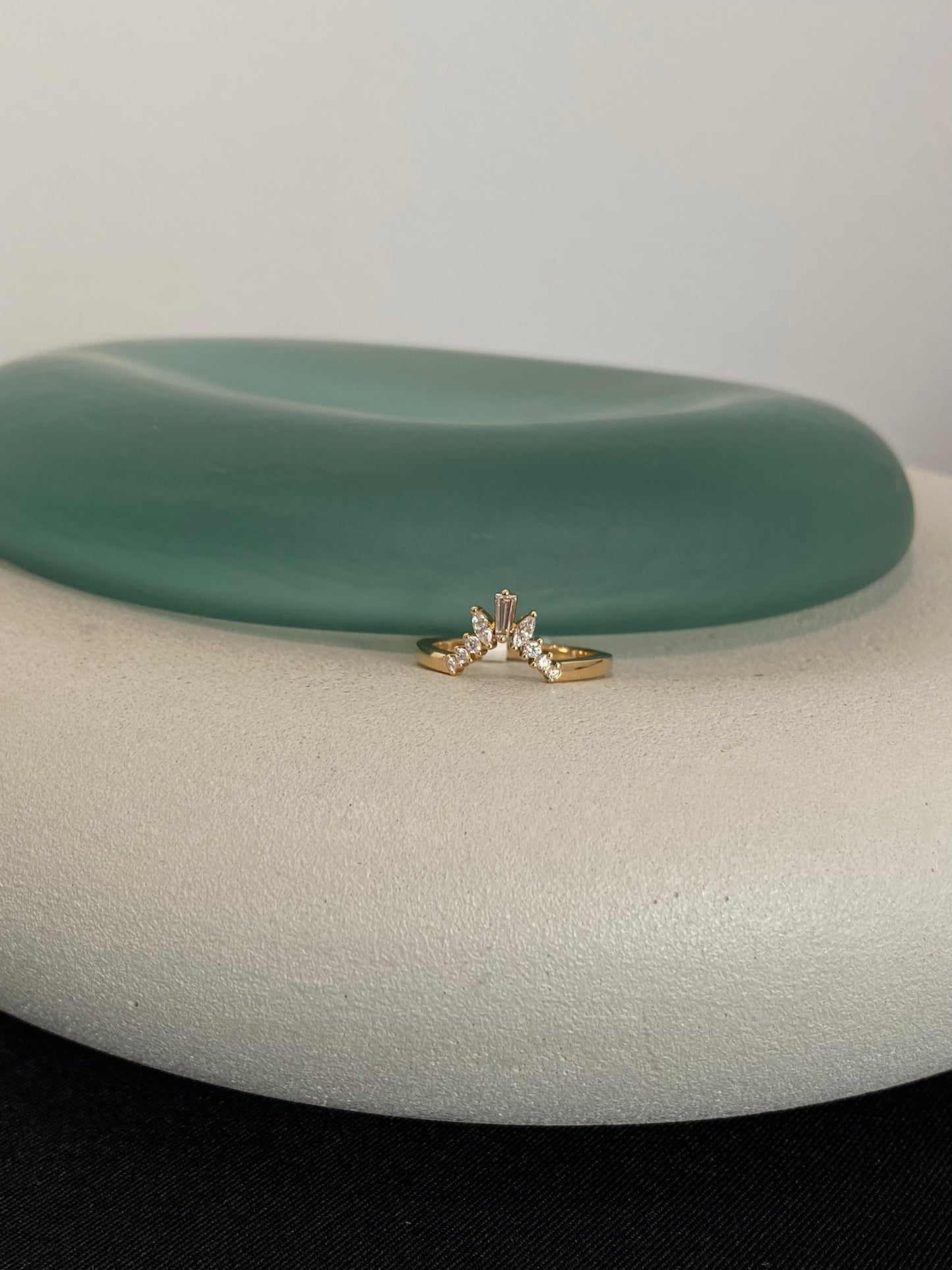 Tapered Baguette, Marquise, and Round Diamond Ring