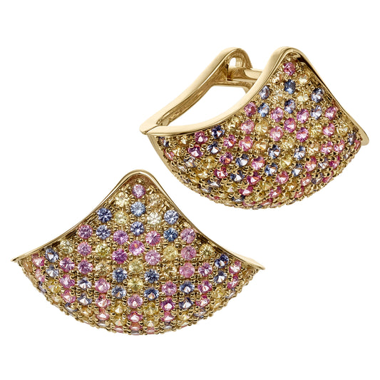 Cotton Candy Sapphire Fan Earrings