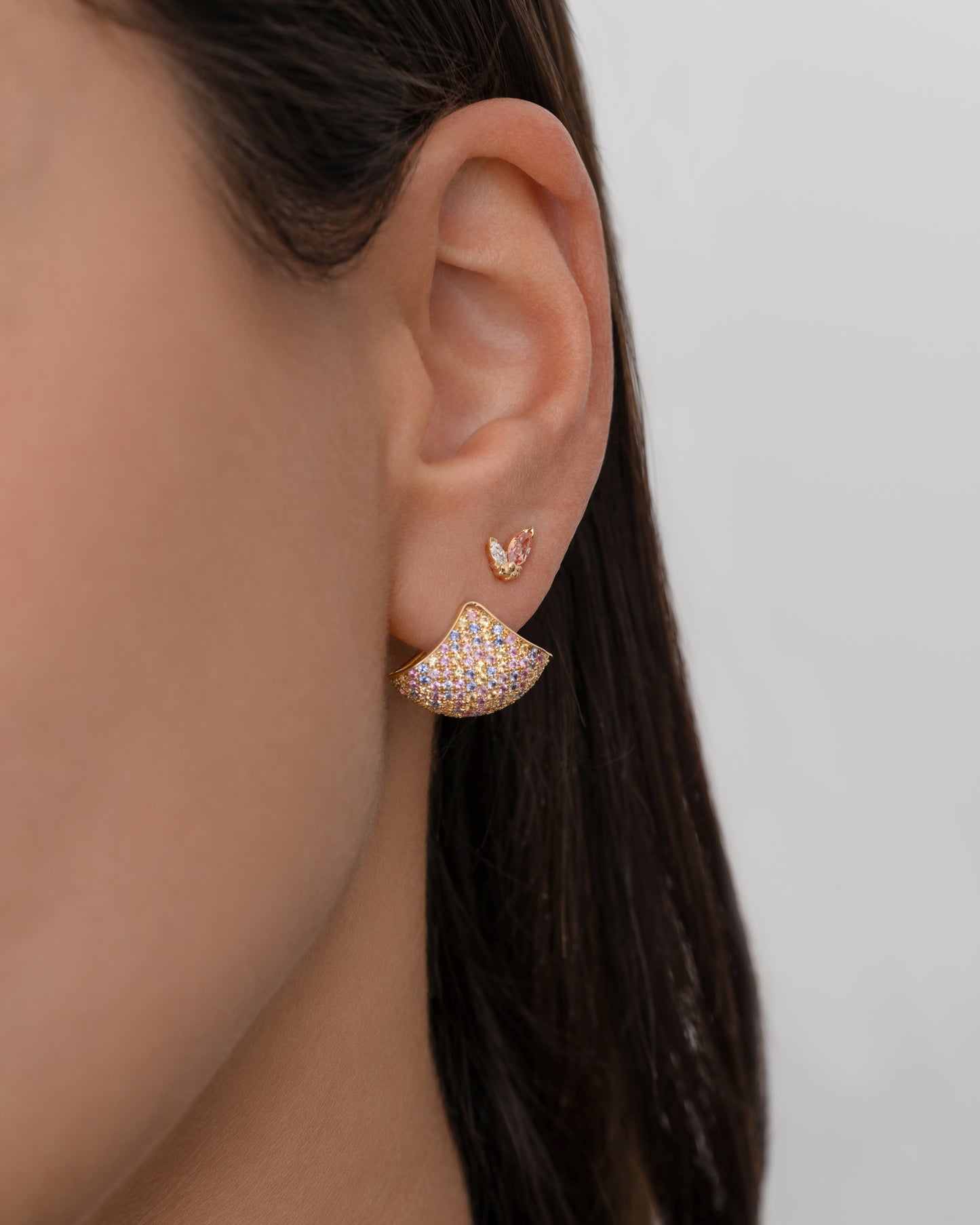 Cotton Candy Sapphire Fan Earrings