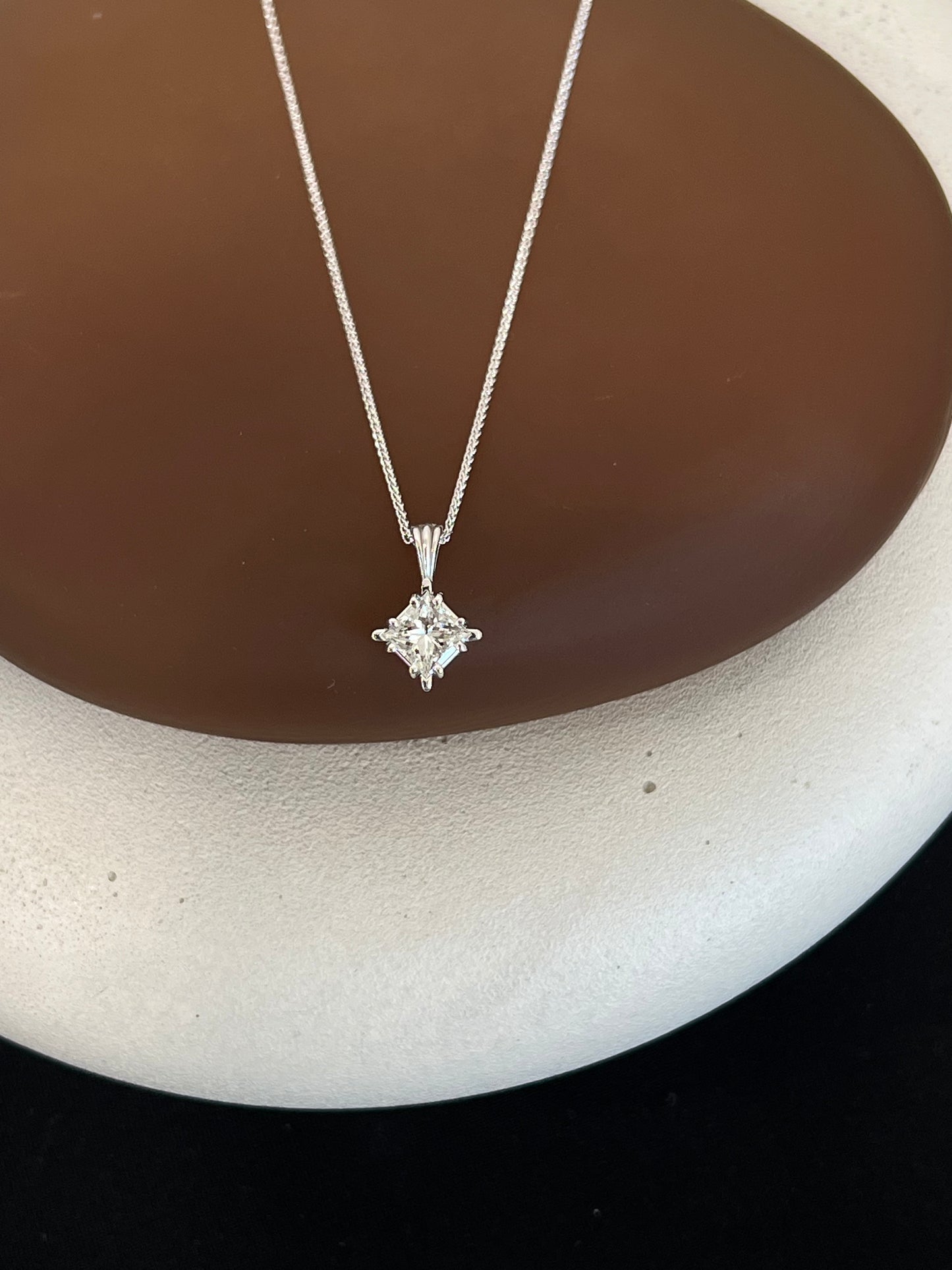 1.59 ct Square Brilliant Diamond Pendant