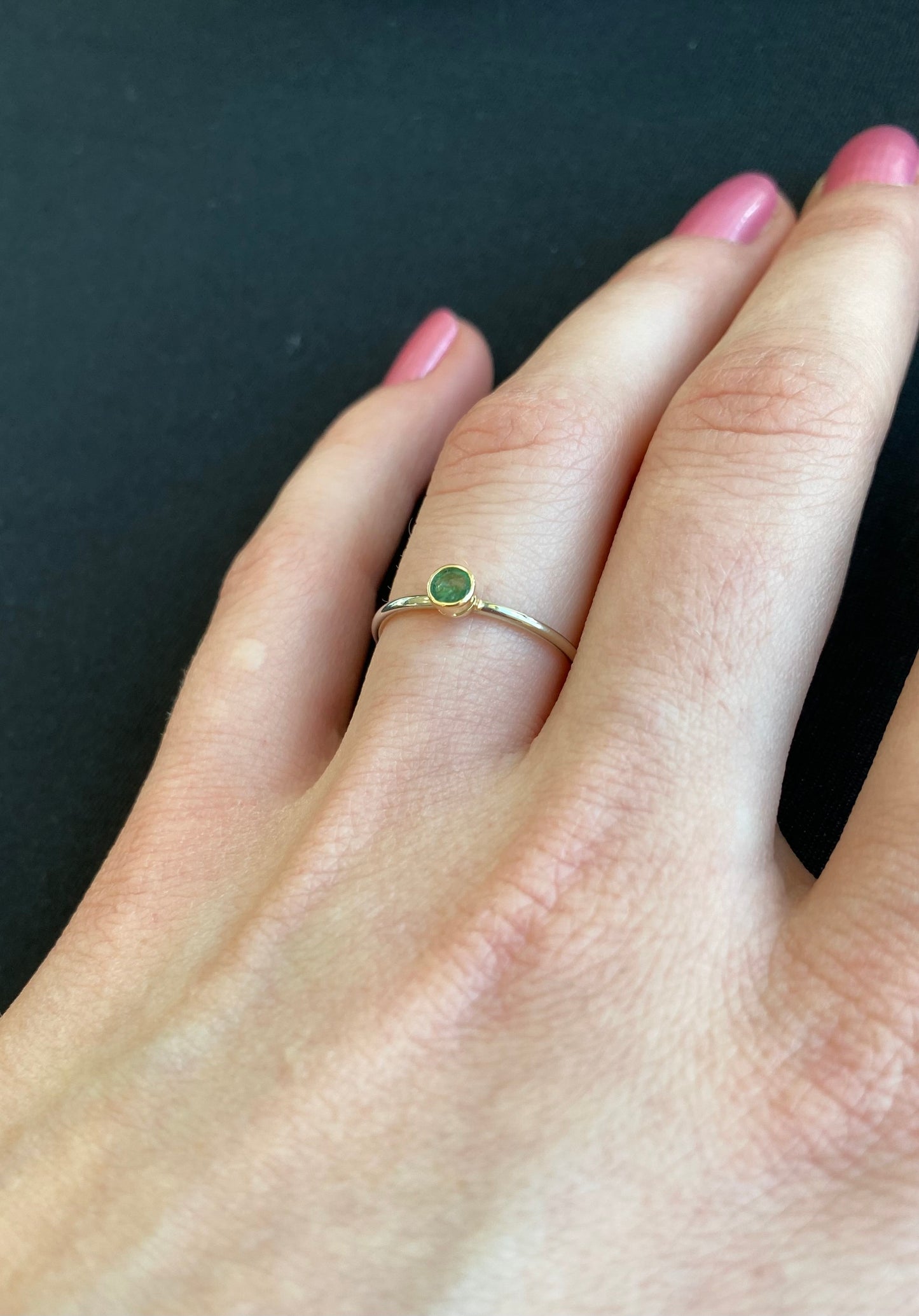 Silver 14k Emerald Ring