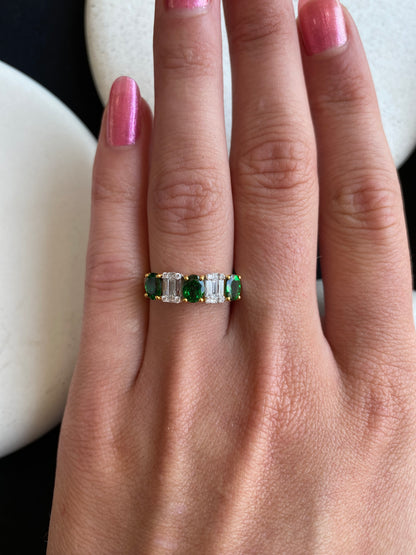 Tsavorite and Diamond Band