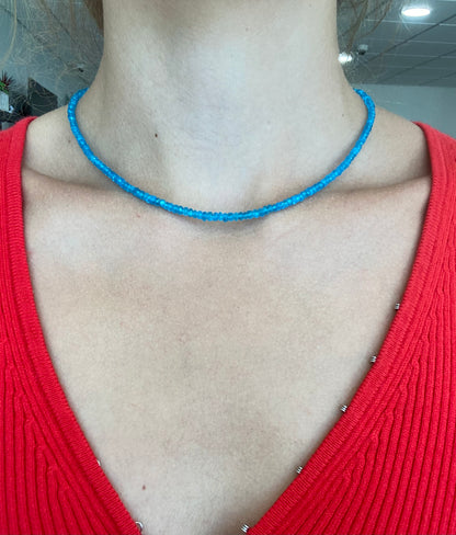 Neon Blue Apatite Gold Necklace