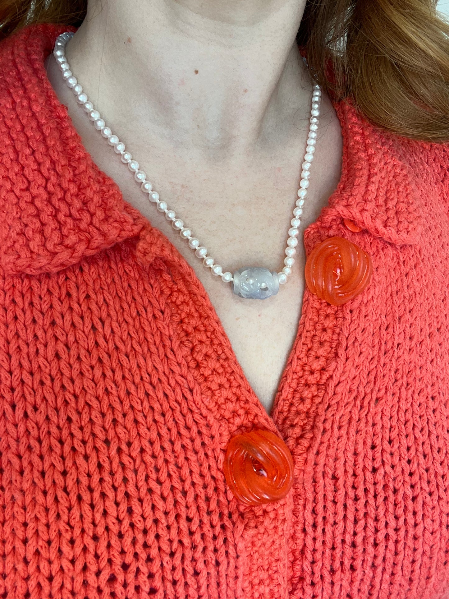 Lavender Jade and Pearl on Silk