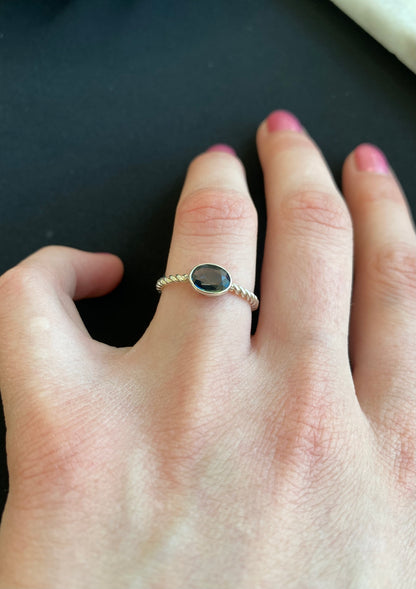 Sapphire Oval ring with twisted band