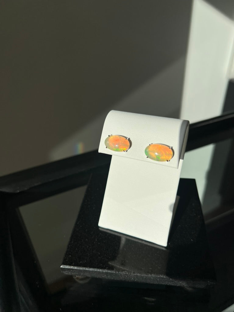 Oval Opal Earrings