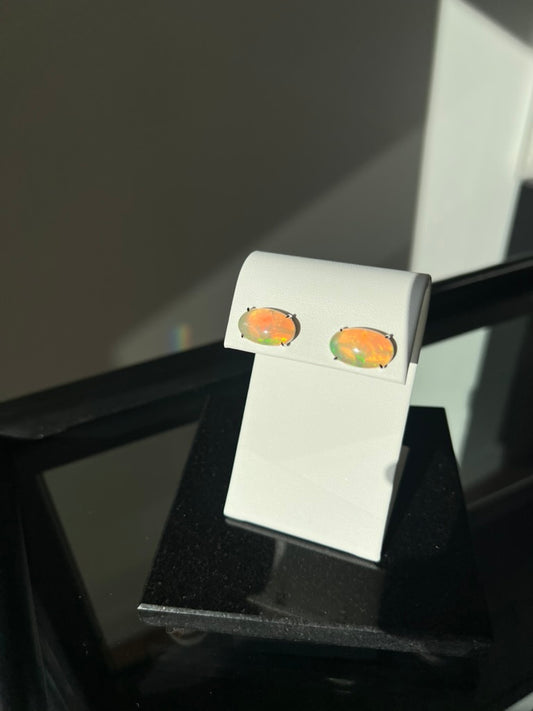 Oval Opal Earrings