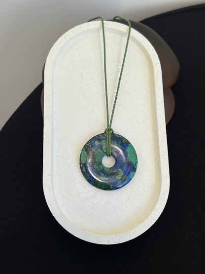 Azurite Disc on Silk