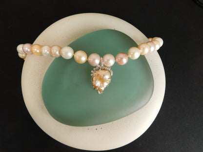 Baroque Pearl Pendant with Genuine Large Pearl Strand