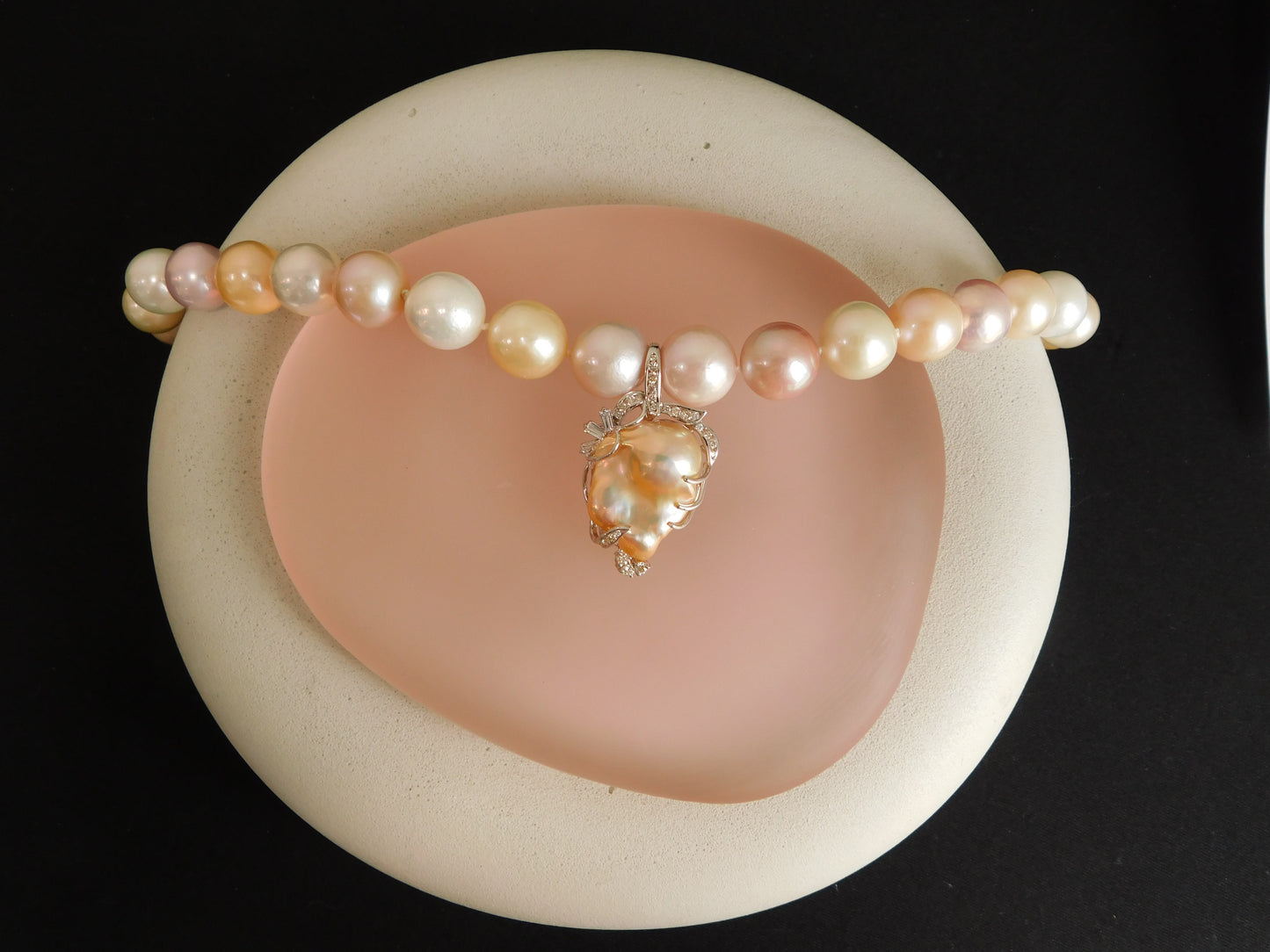 Baroque Pearl Pendant with Genuine Large Pearl Strand
