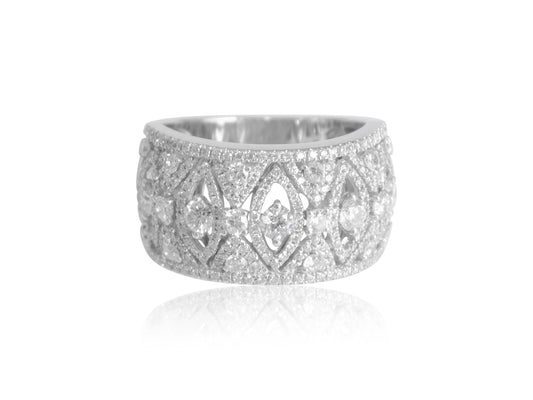 Intricate Diamond White Gold Band