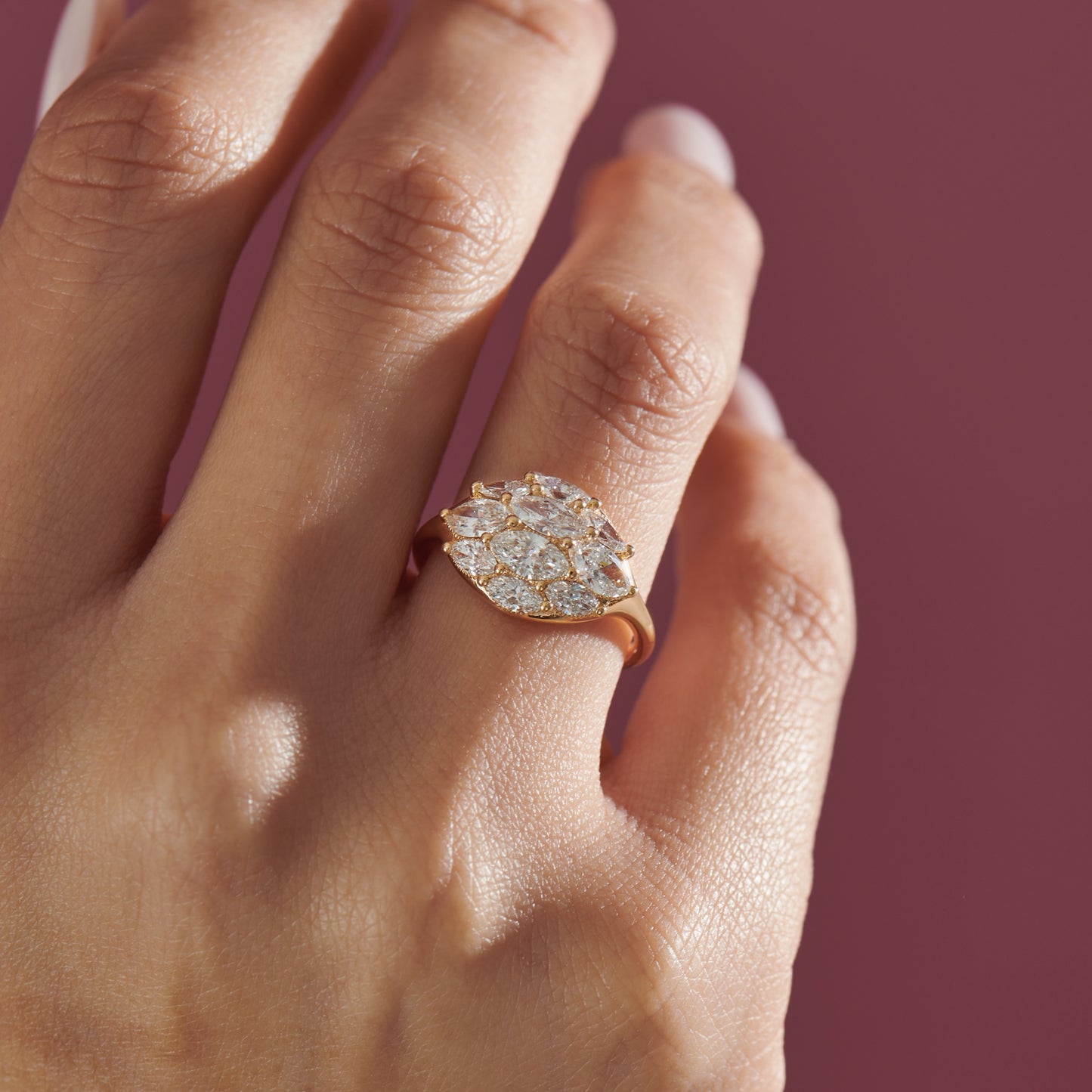 Domed Marquise Diamond Statement Ring