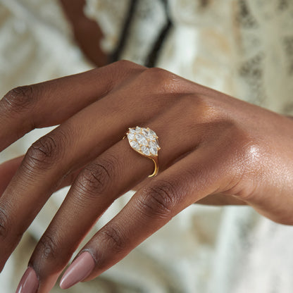 Domed Marquise Diamond Statement Ring