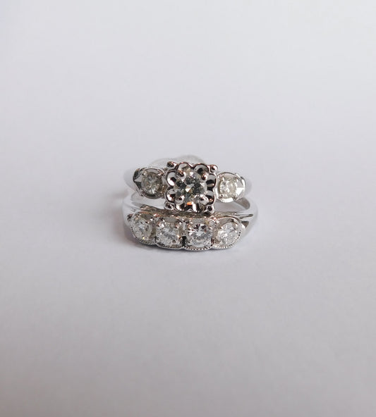 Vintage Diamond Locking Wedding Set