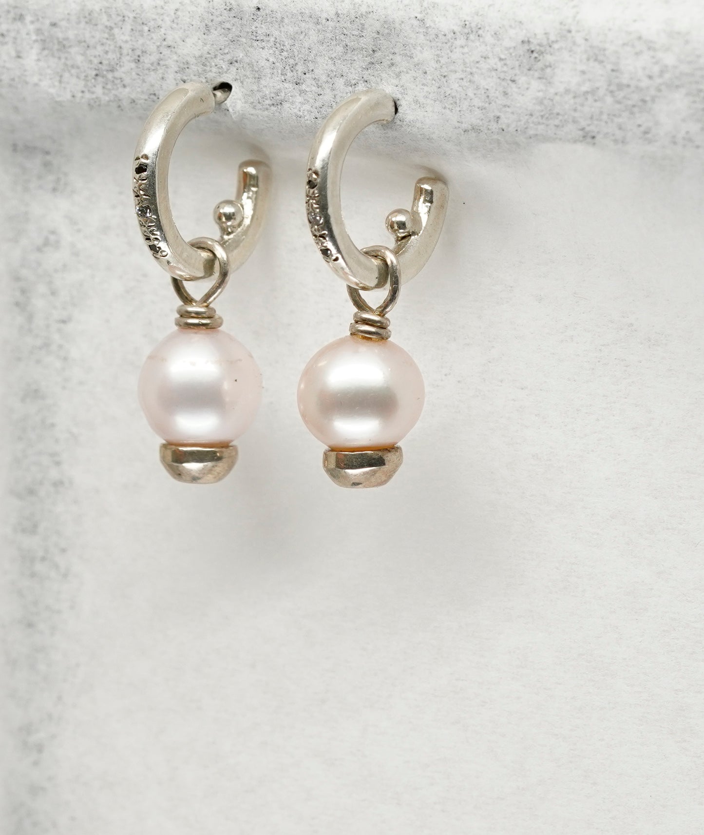 Silver Hoop and Pearl Drop Earrings