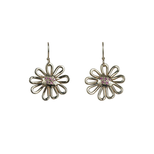 Pink Sapphire Wildflower Earrings