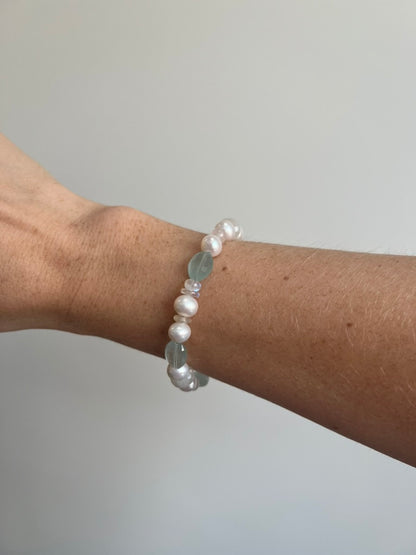 Pearl, Moonstone, Morganite, and Aquamarine Bracelet