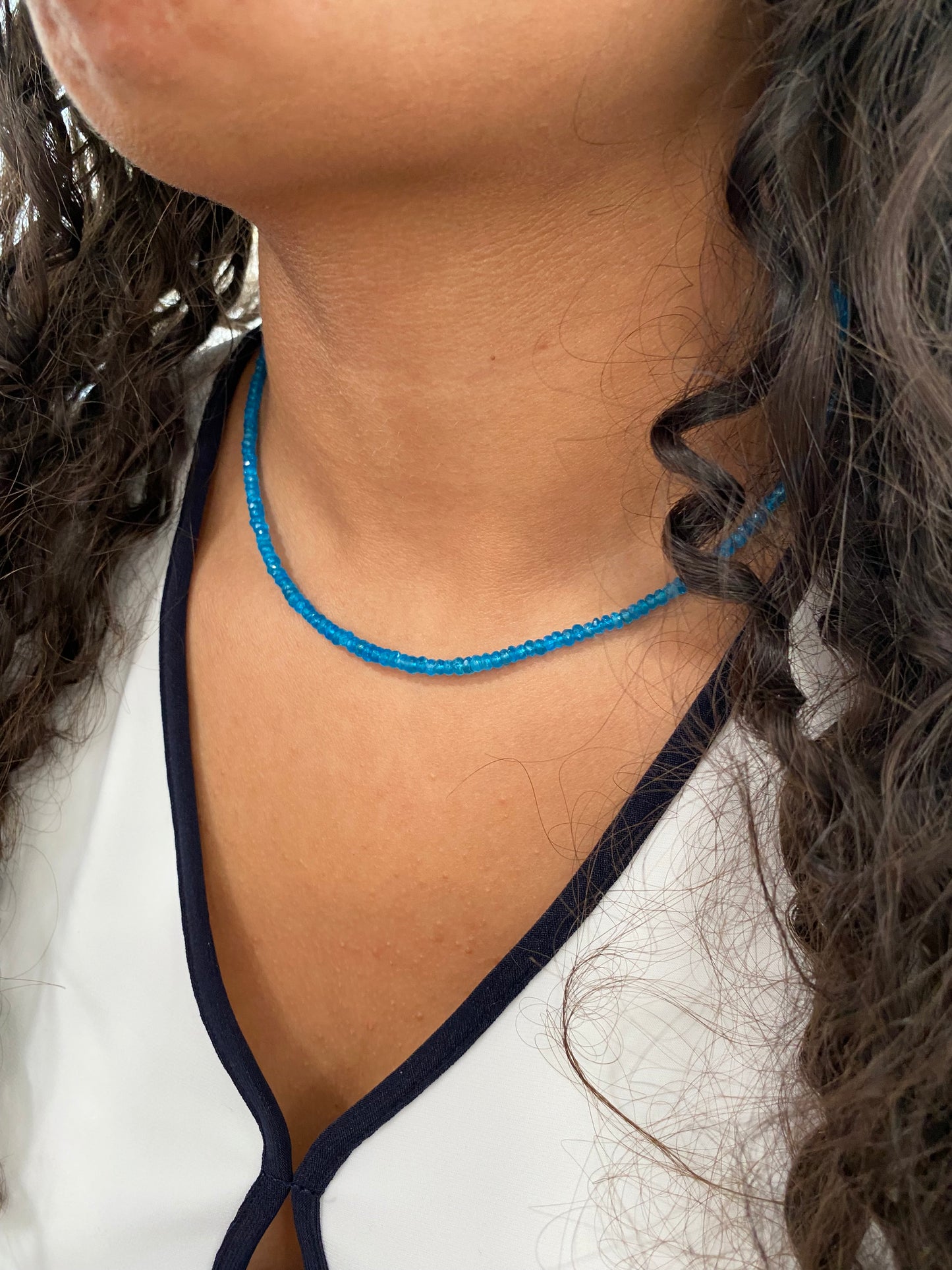 Neon Blue Apatite Gold Necklace