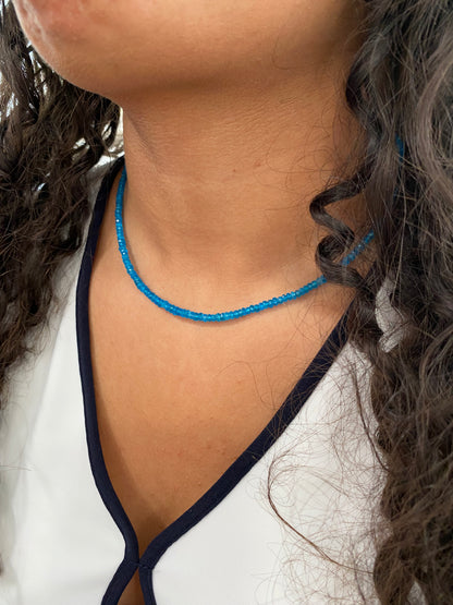 Neon Blue Apatite Gold Necklace