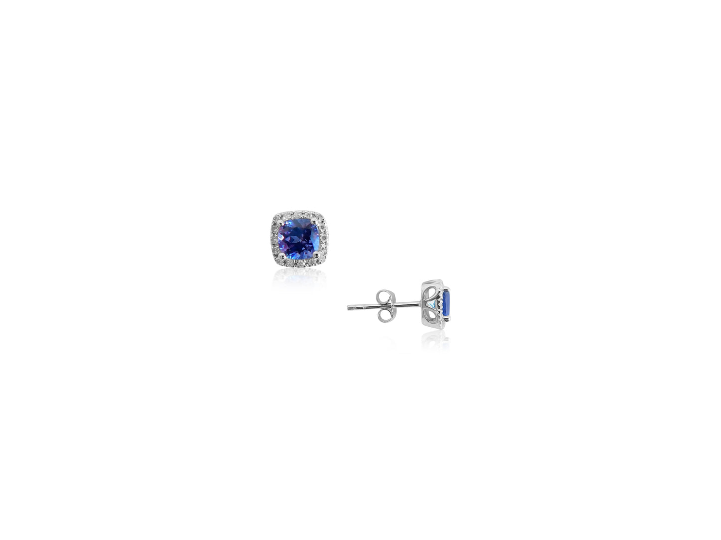 Tanzanite Studs with Diamond Halo