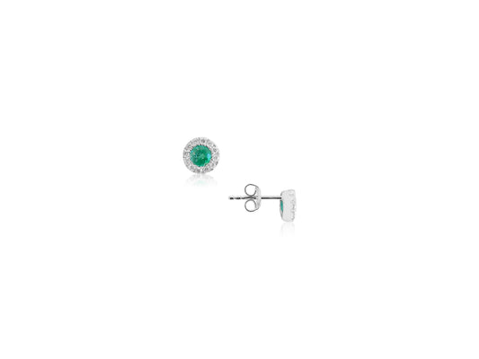 Emerald and Diamond Stud Earrings