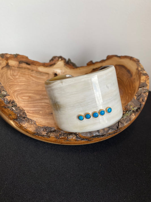 Buffalo horn and turquoise cuff