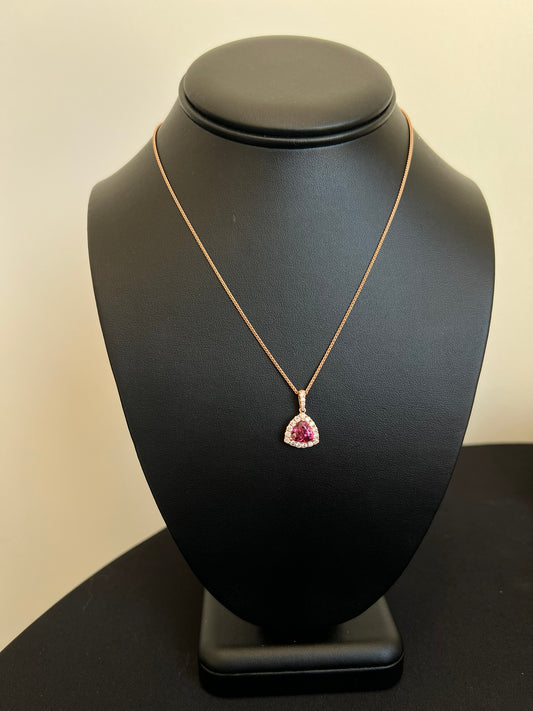 Pink Tourmaline Trillion Necklace
