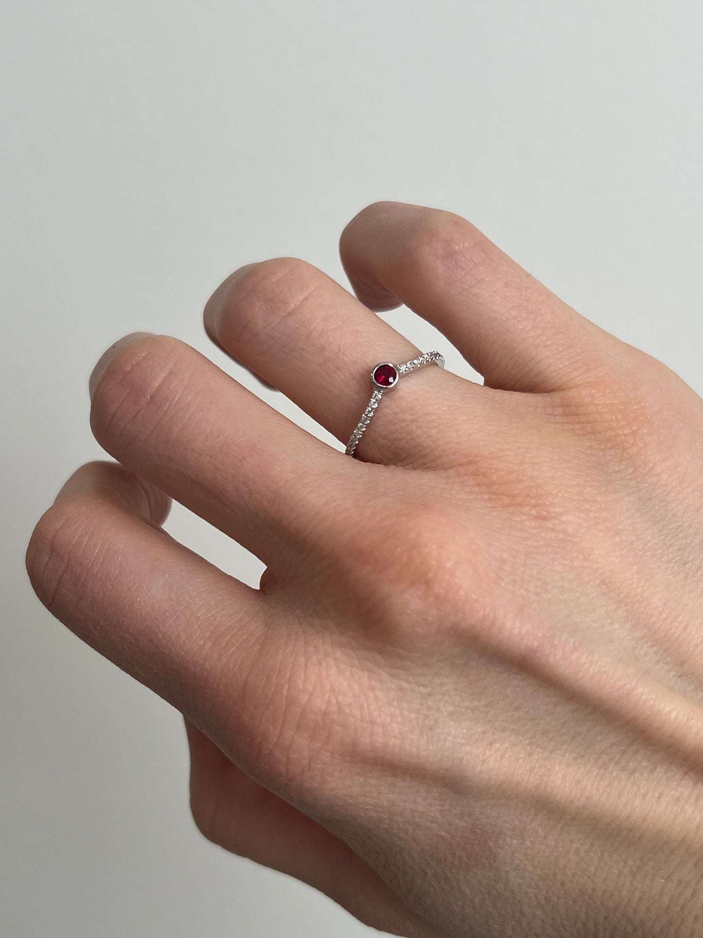 Ruby and Diamond Curved Band