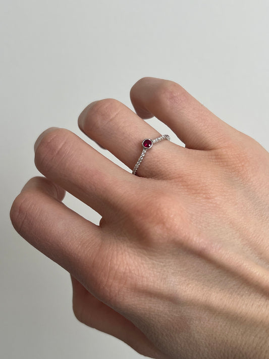 Ruby and Diamond Curved Band