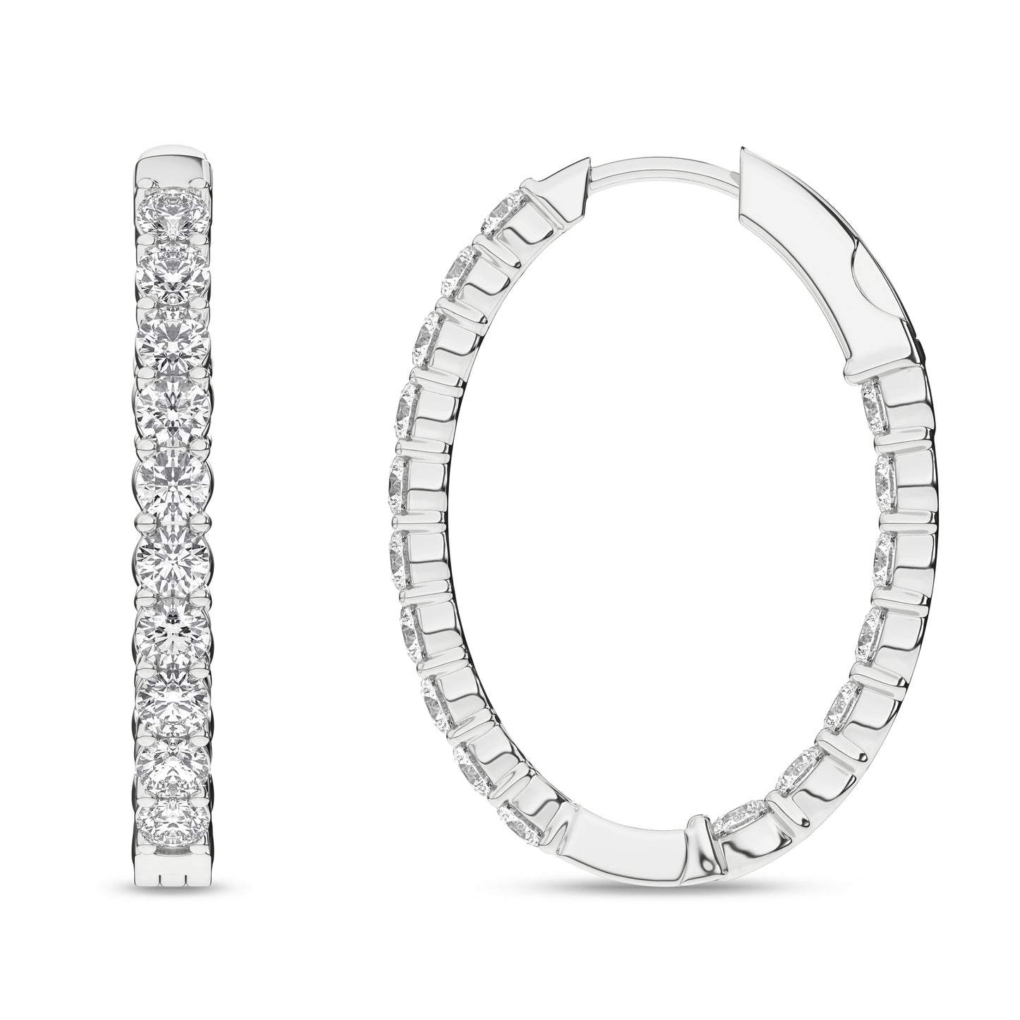 Inside-Out Oval shaped Lab Grown Diamond Hoop Earrings