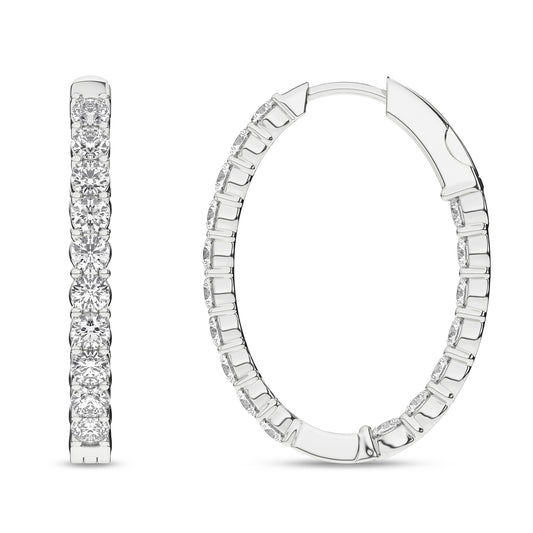 Inside-Out Oval shaped Lab Grown Diamond Hoop Earrings