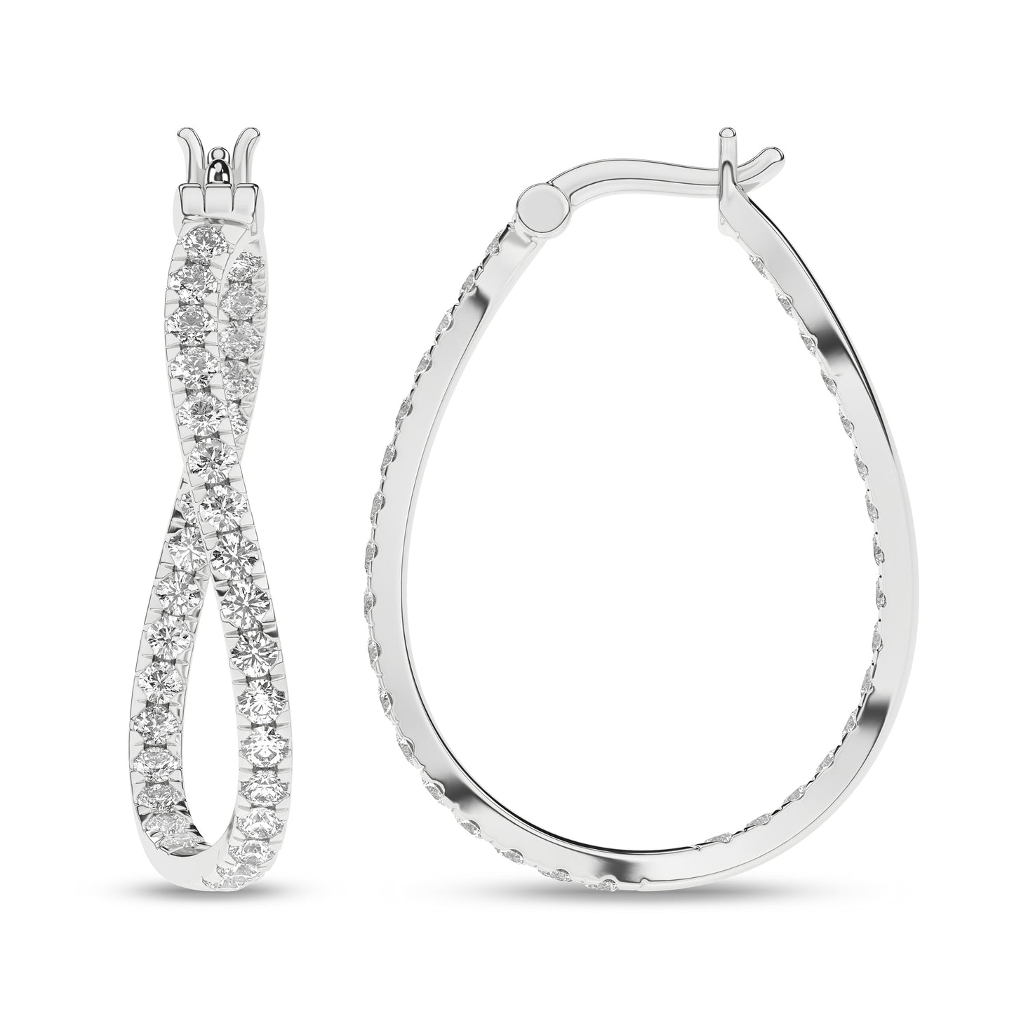 Curved Inside-Out Lab Diamond Hoop Earrings