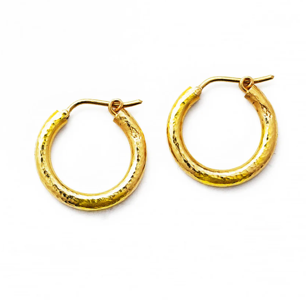 25mm hammered 19kt gold hoops