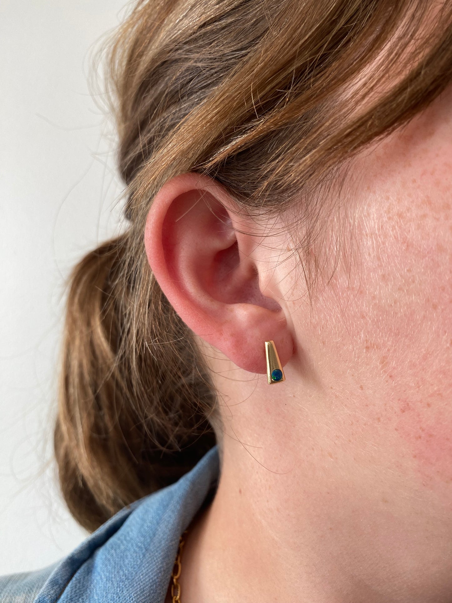 Opal Gold Bar Drop Earrings