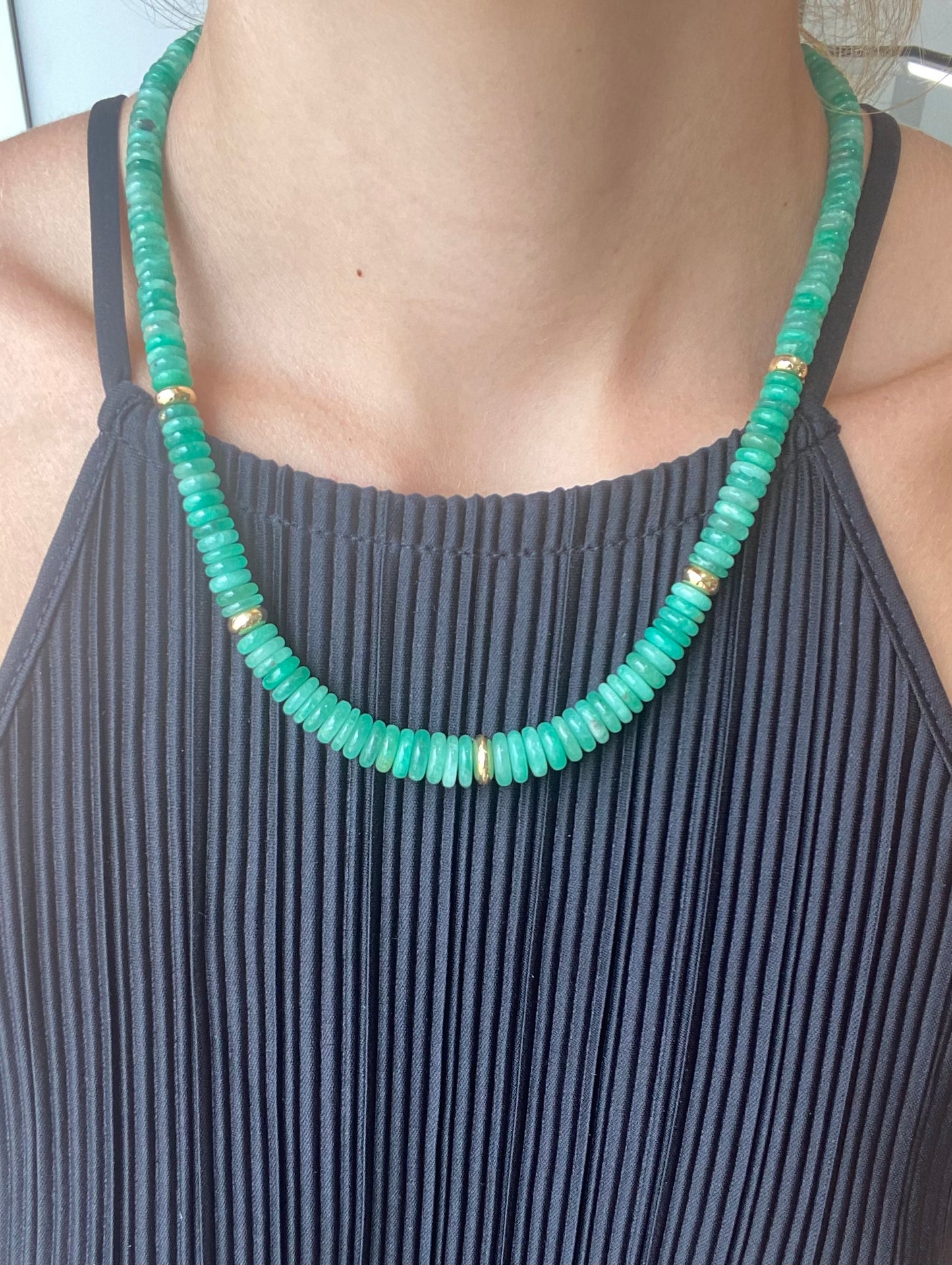 Emerald and Gold Beaded Necklace