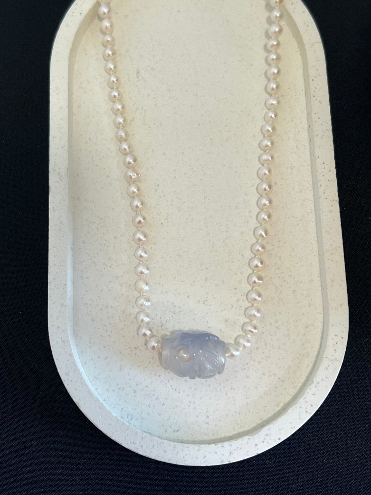 Lavender Jade and Pearl on Silk