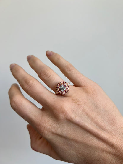 Ruby and Diamond Mosaic Ring