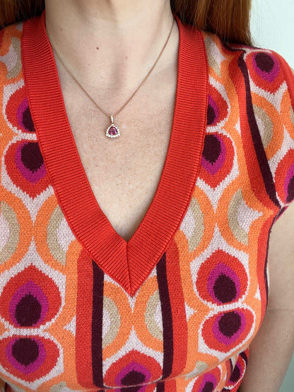 Pink Tourmaline Trillion Necklace
