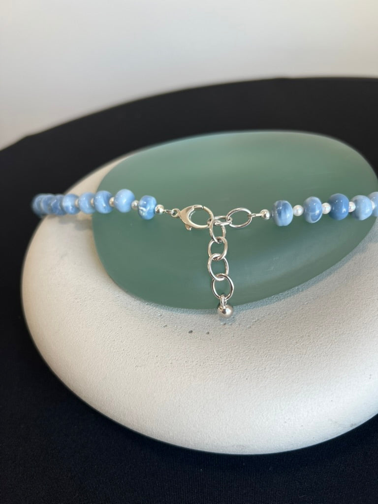 Blue Opal and Pearl Necklace