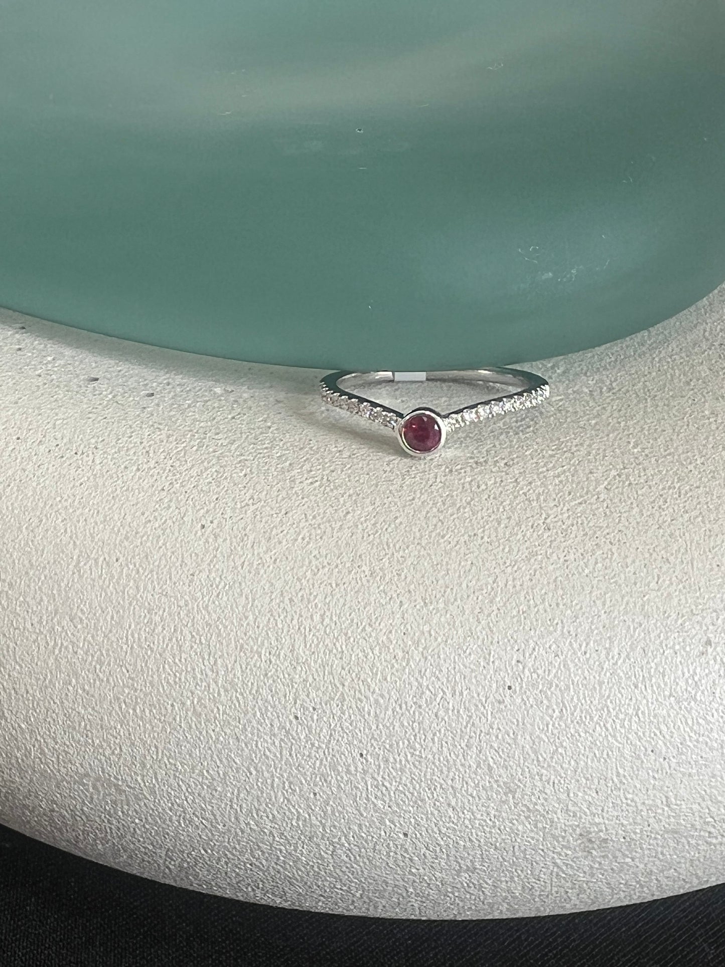 Ruby and Diamond Curved Band