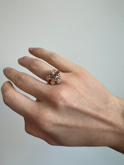 Morganite and Diamond Flower Ring
